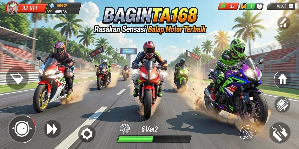 Tangkapan layar dari gameplay seru di BAGINTA168 dengan variasi motor balap.