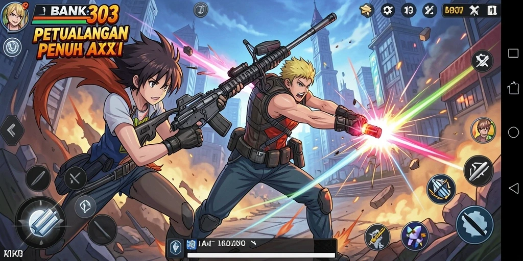 Tampilan menarik dari gameplay <strong>BANK303</strong> dengan karakter Anime yang dinamis.