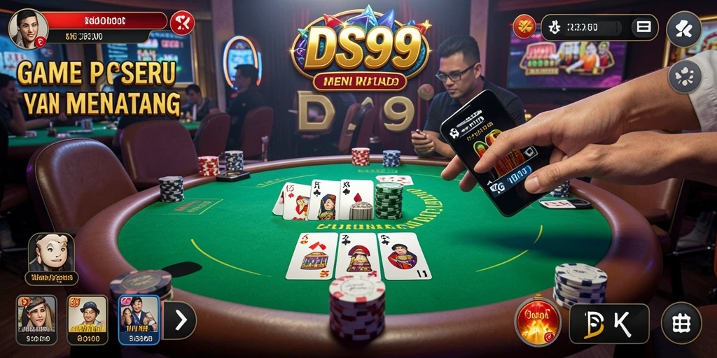 Screenshot gameplay DS99 menampilkan aksi seru dalam permainan Poker.
