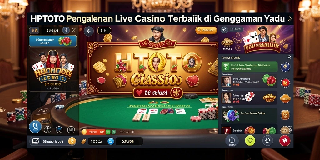 Screenshot gameplay HPTOTO menampilkan dealer profesional dan permainan kasino langsung.