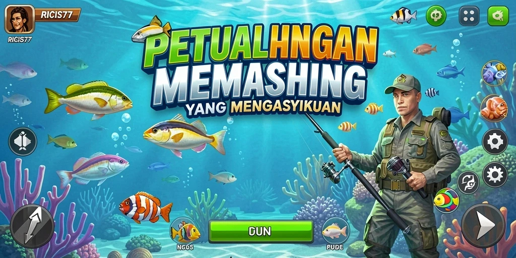 Gameplay RICIS77 yang mendebarkan saat memancing.