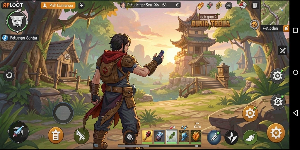 Screenshot gameplay RPLOOT yang menunjukkan eksplorasi luar biasa.