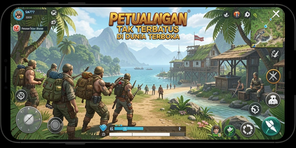Tangkapan layar gameplay SIA777 menunjukkan eksplorasi yang luas dan dinamis.
