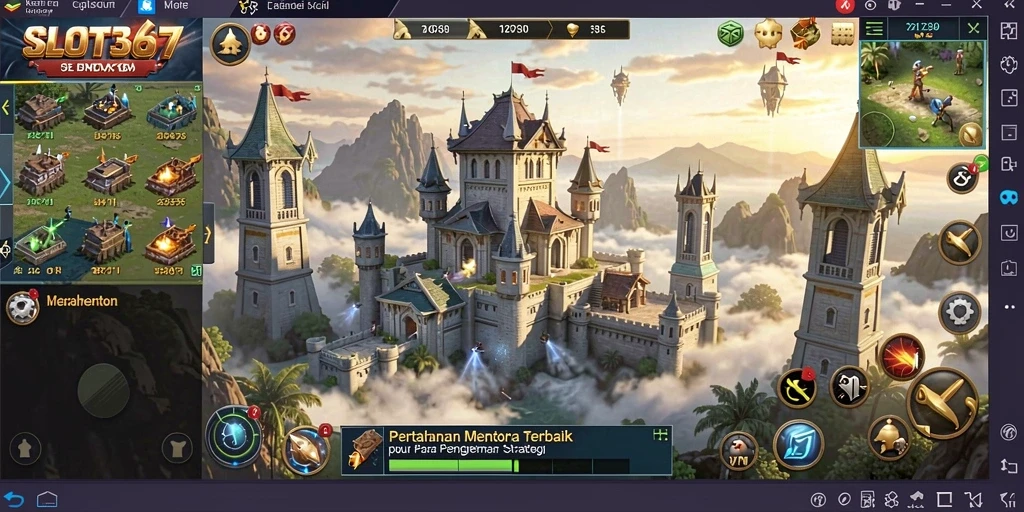 Gameplay SLOT367 dengan pertahanan menara yang strategis dan menegangkan.