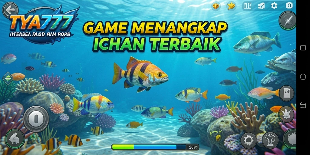 Tampilan gameplay TYA777 yang menampilkan aksi menangkap ikan dengan grafis menawan.